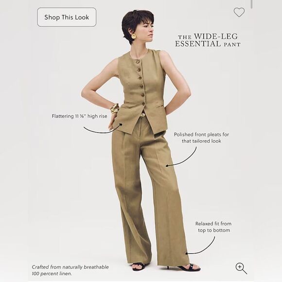 NWT J CREW Wide-leg Essential pant in linen in Natural - Picture 11 of 13